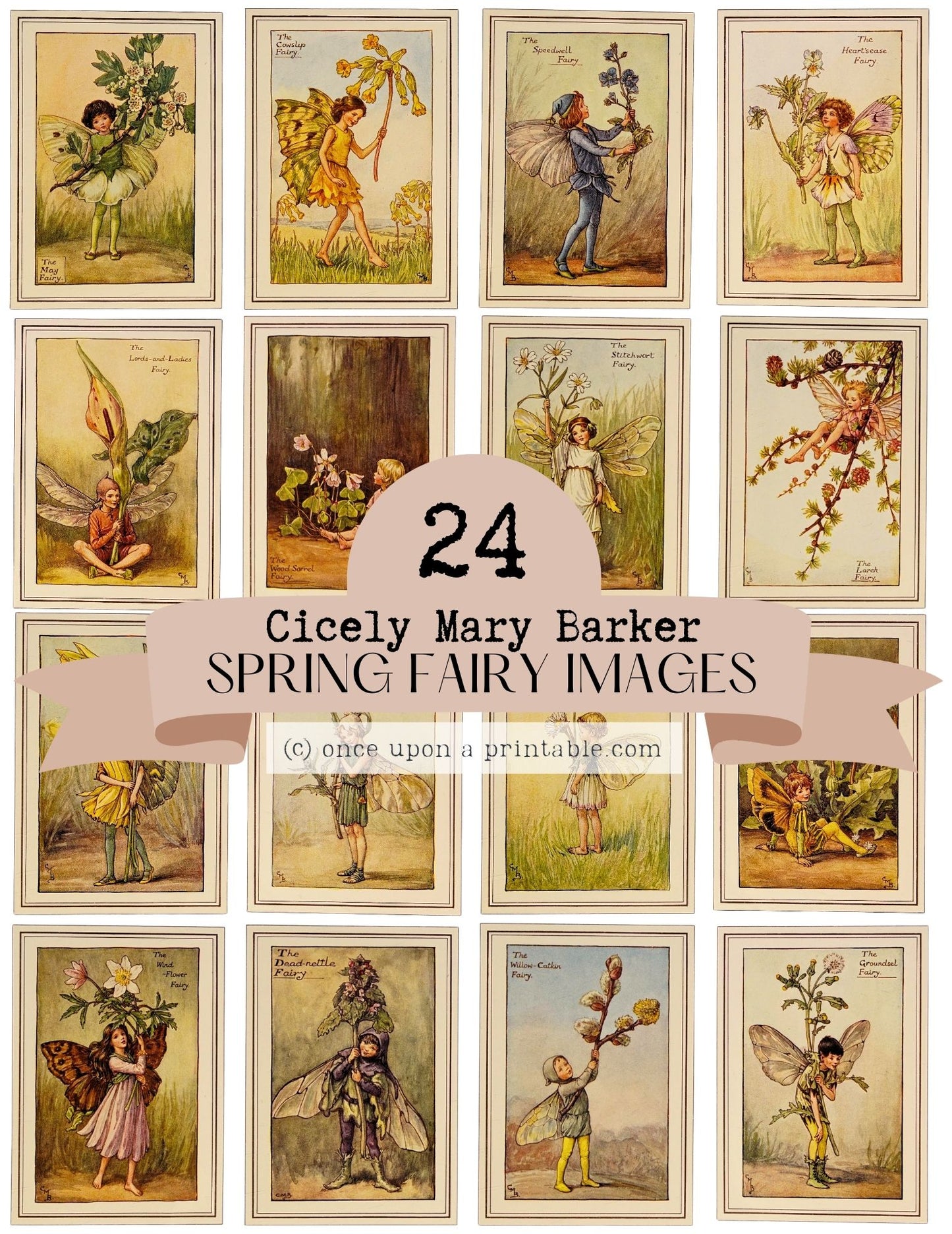 Spring Flower Fairies – Full-Size Printable Art Collection (24 Vintage 8x10s)